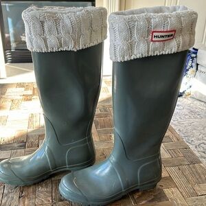 Hunter Original Classic Tall Rain Boots Gray with White Liners
